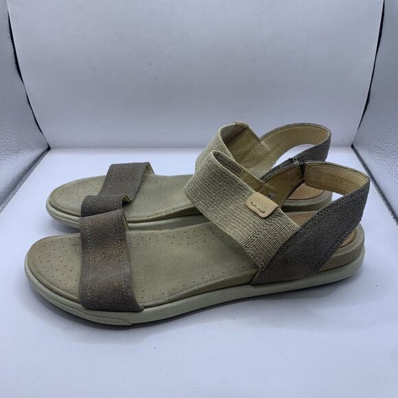 ECCO Damara Women’s 40 US 9-9.5 Pewter Metallic Elastic & Leather Sandals - Picture 3 of 7
